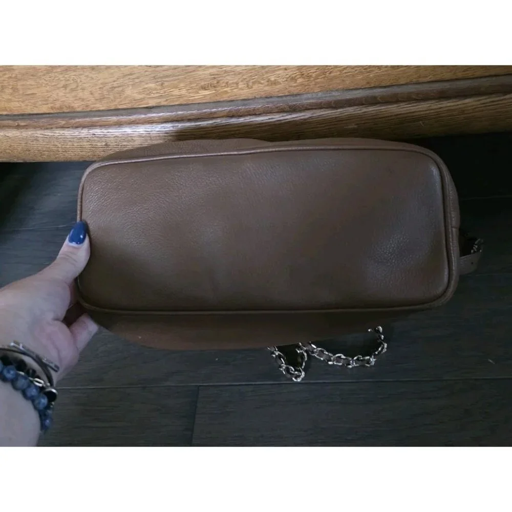 Michael Kors Frankie Brown Pebbled Leather Drawstring Convertible Shoulder Bag